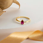 Gold Dainty Pear Cut Birthstone Ring
