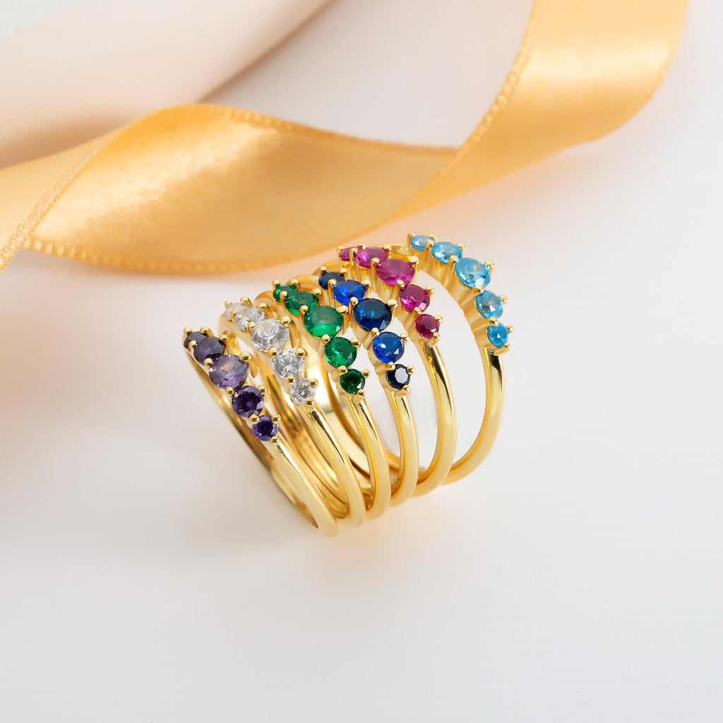 5 Stone Gold Birthstone Ring
