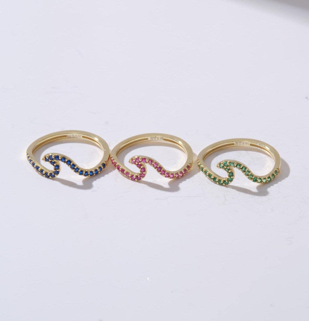 Wave Gold Birthstone Ring