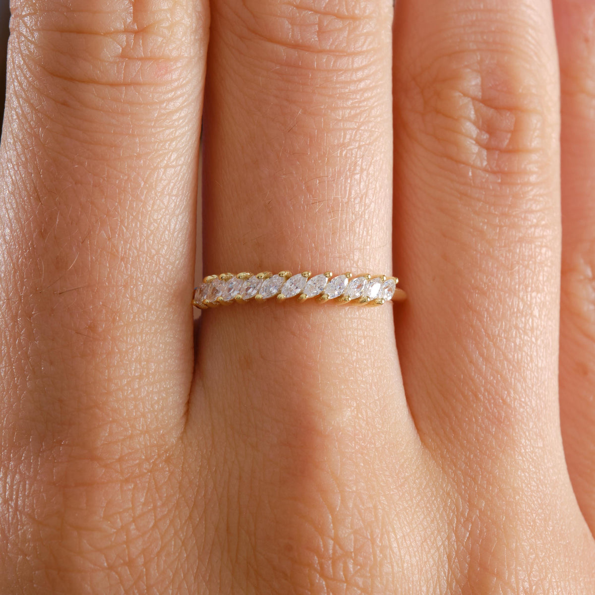 Marquise Band Gold Birthstone Ring
