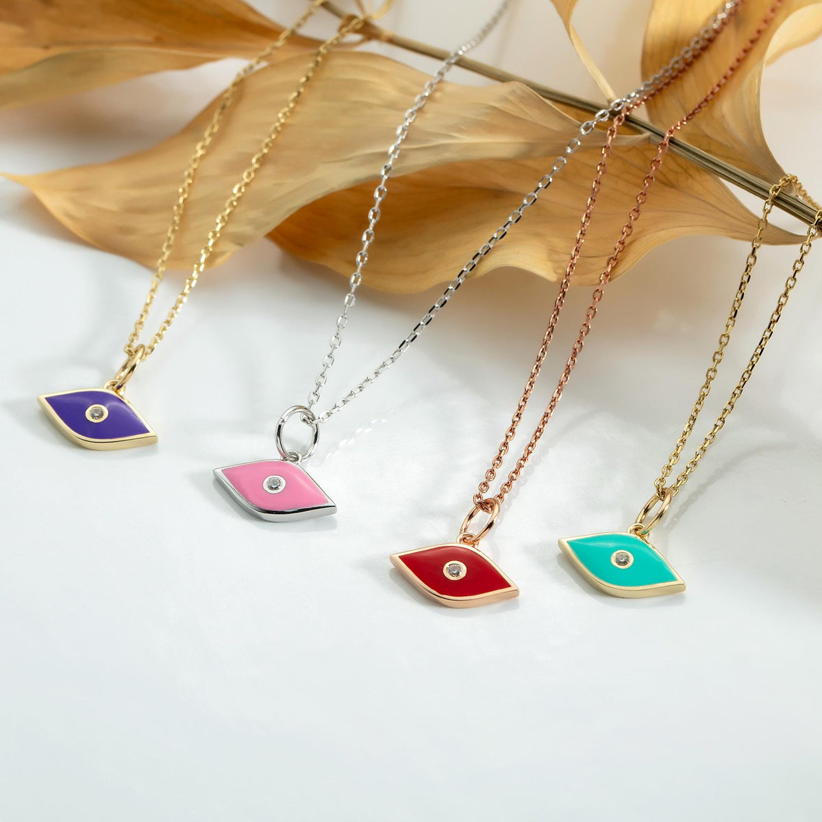 Gold Enamel Birthstone Evil Eye Pendant