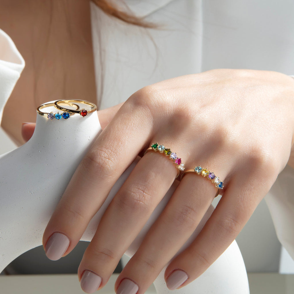 3mm Gold Birthstone Ring