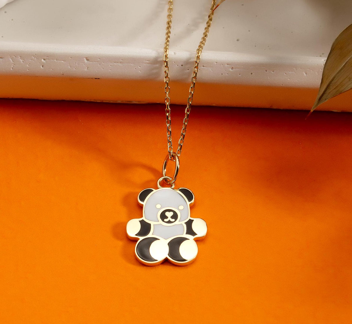Gold Enamel Panda Pendant