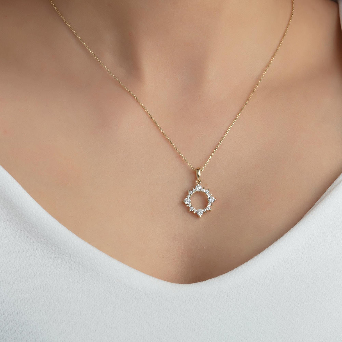Gold CZ Sun Pendant