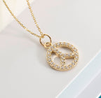 Gold CZ Peace Sign Pendant