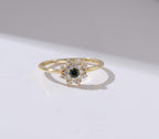 Floral Halo Gold Flower Birthstone Ring