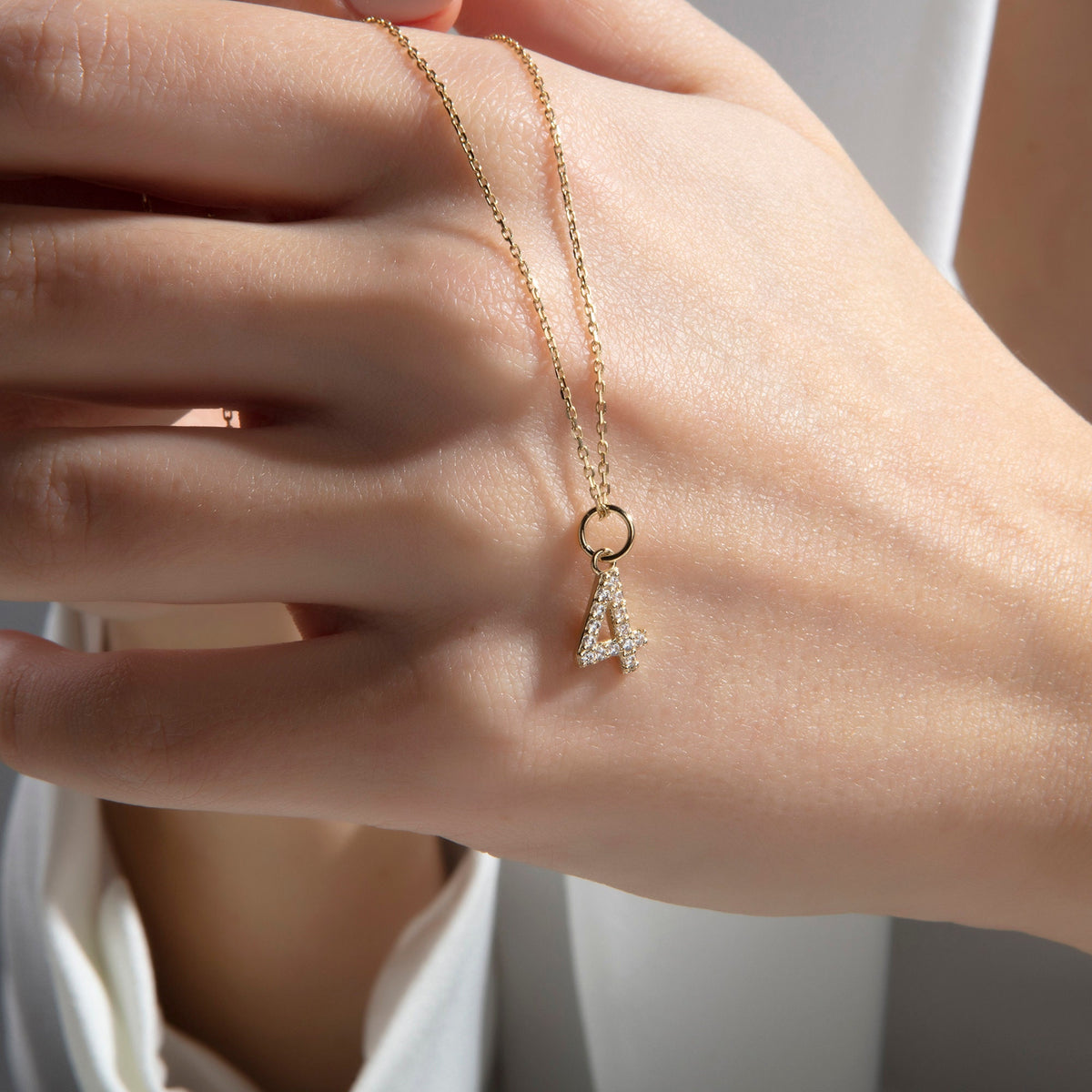 Gold Birthstone Number CZ Charm