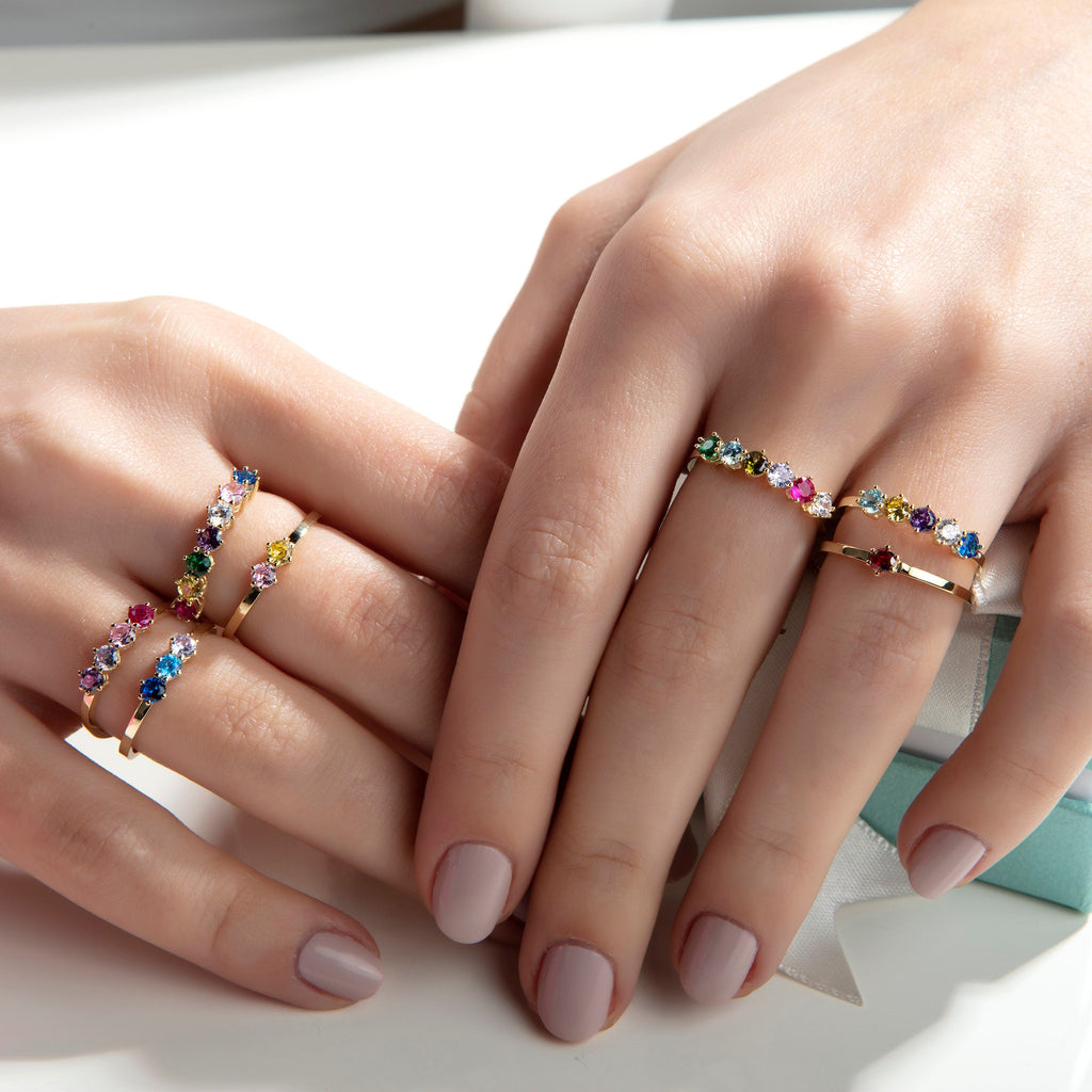 3mm Gold Birthstone Ring