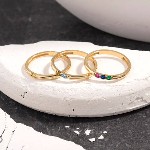 2mm Gold Birthstone Ring