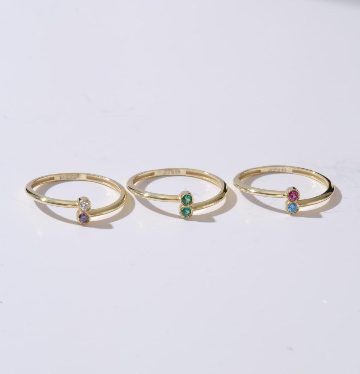 Duo Gold Couple Birthstone Ring