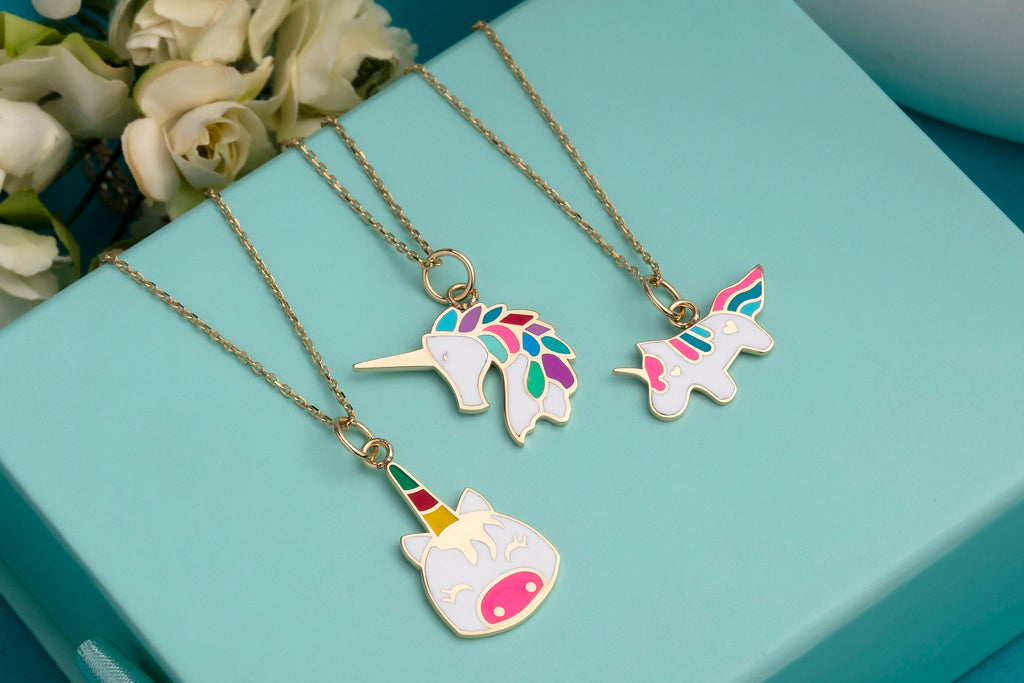 Gold Enamel Unicorn Pendant