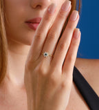 Floral Halo Gold Flower Birthstone Ring