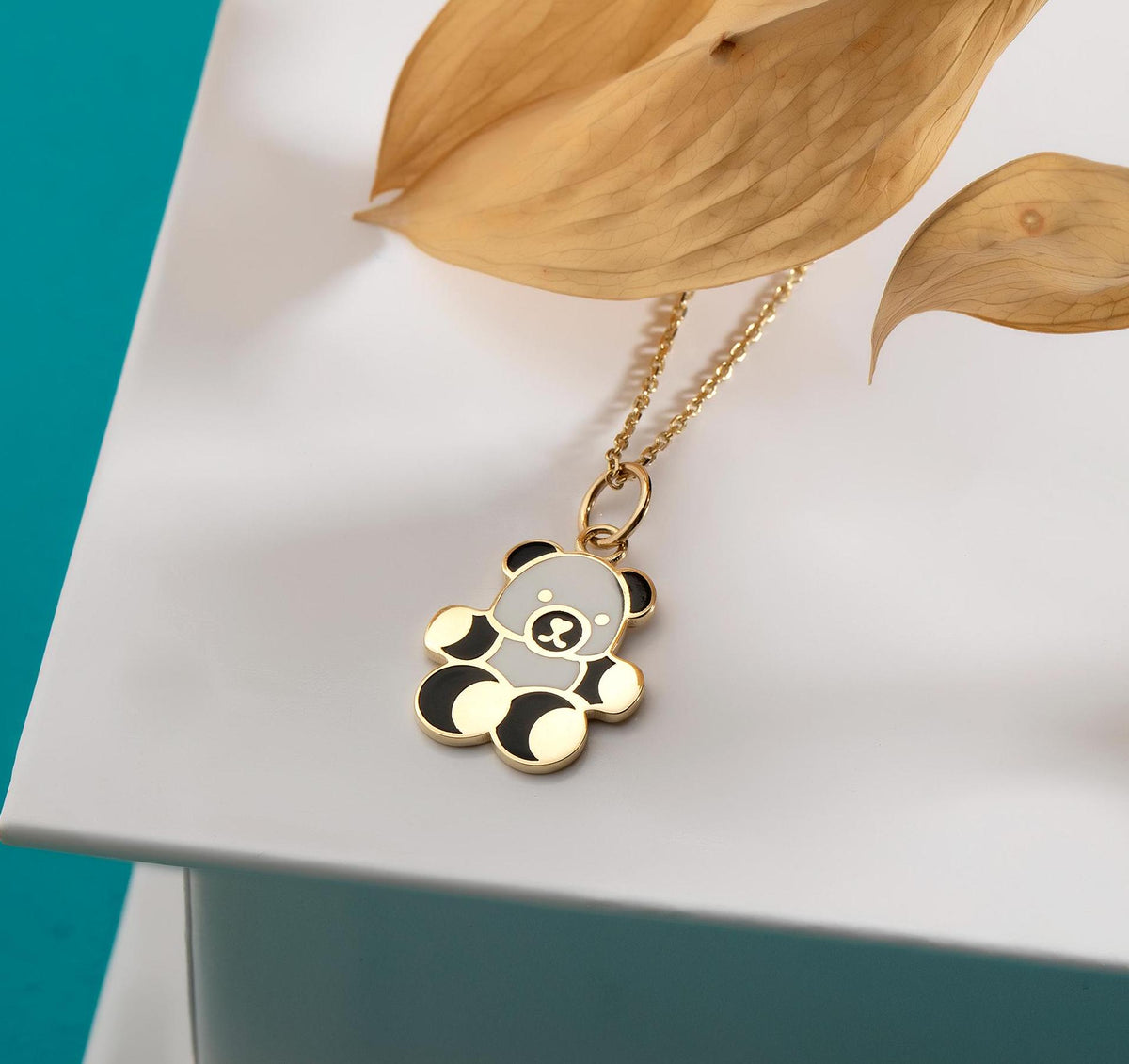 Gold Enamel Panda Pendant