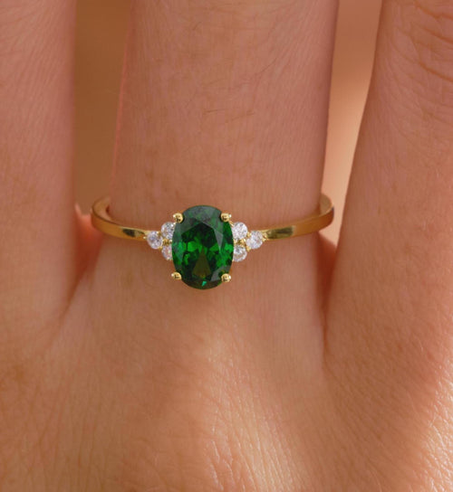 Center Stone Oval Cut Gold Birthstone Ring